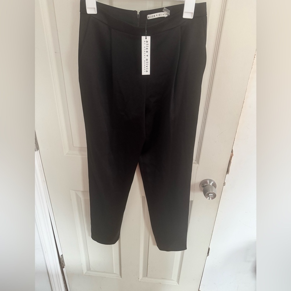 Alice + Olivia Classic Loose Fit Tapered Ankle Black Trousers Pant Sz 2 NWT